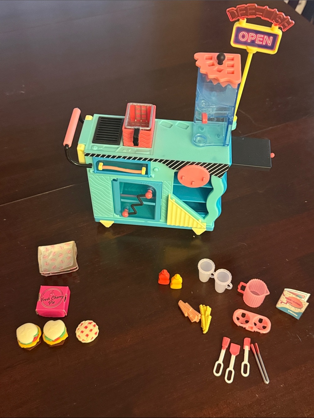 OMG to go diner Play Food & Kitchen Set - Teal and Pink Pretend Food  &OMG doll